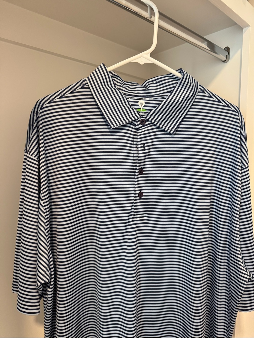 Men's Navy and Light Blue Striped Polo Shirt - Classic Casual